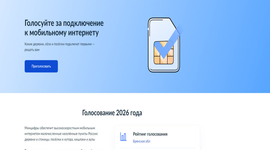 Жители Брянской области могут проголосовать в проекте по устранению цифрового неравенства